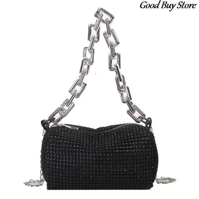 Women Bg Shoulder Bags Rhie Handle Clutch Sier Chains Bag Evening Wedding Wallets Crystal Handbags