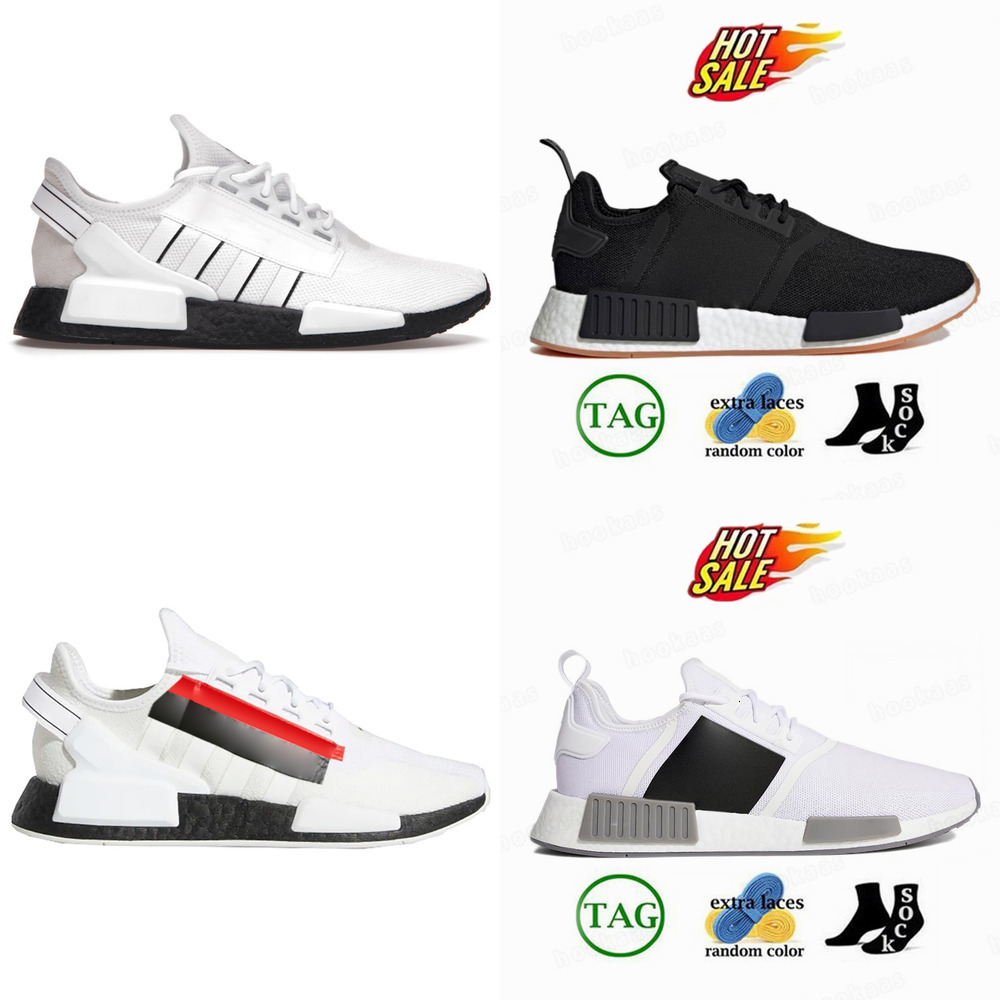 9 days arrived trainers shoes running mens R1 Primeblue nmd Triple Black Gum White Core men fallow