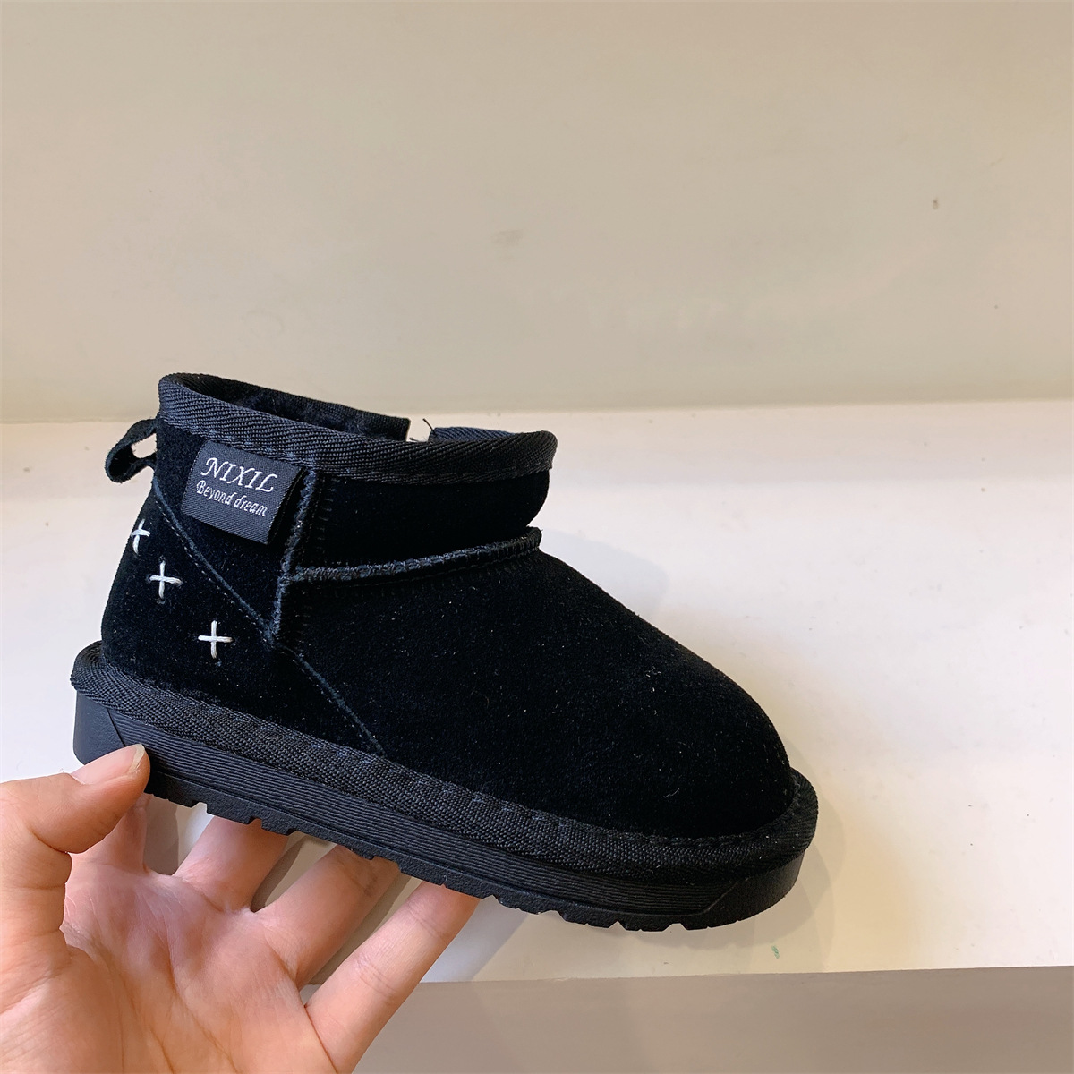 Children's Snow Boots: Warm Veet, Winter Outdoor Shoes, Apricot, Black or Camel, Sizes 22-35