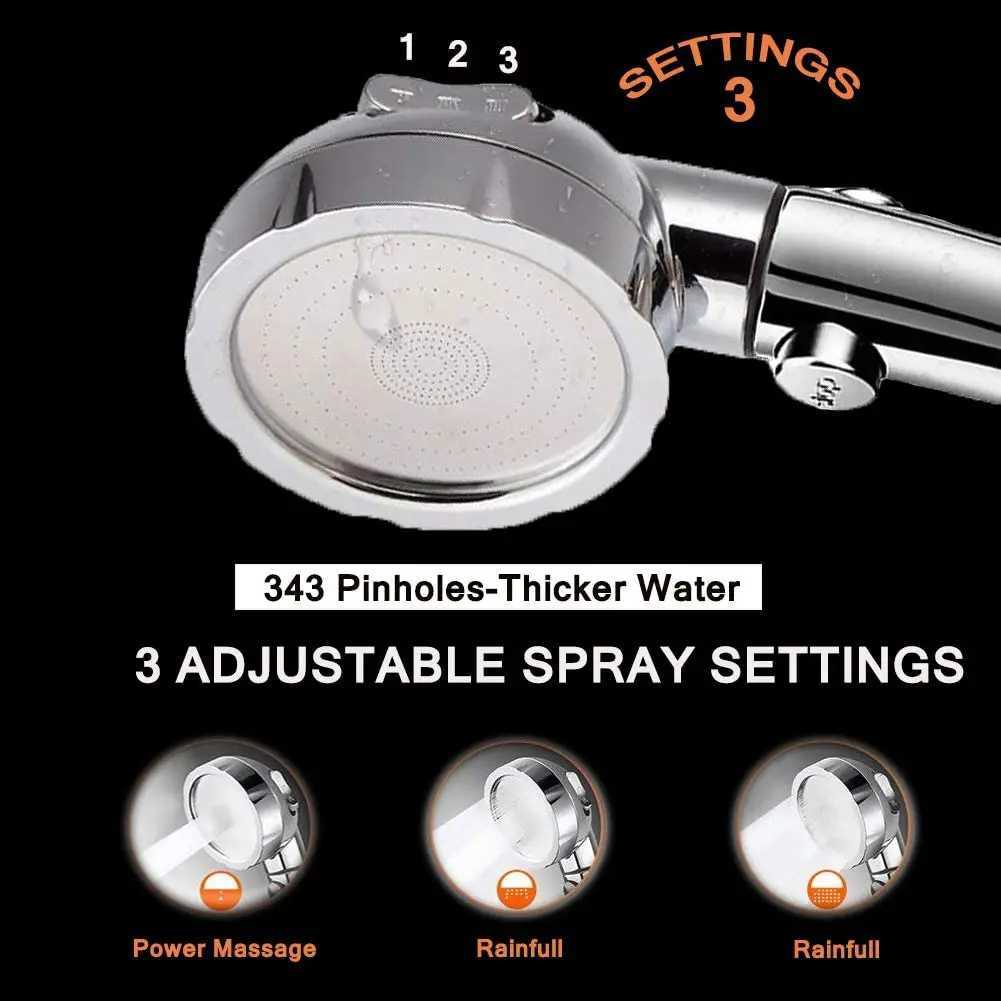 Zloog 3 Modes Adjustable Silver Black Shower Head High Pressure Handheld Showers Pressurized Bathroom Showerhead Set with HoseM251120