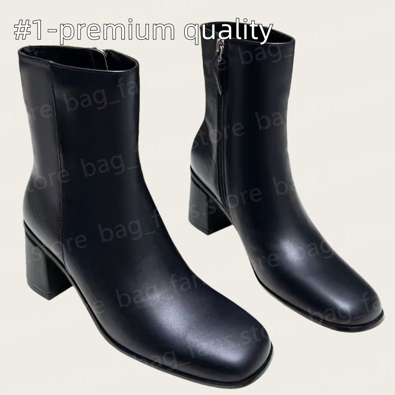 10A Premium Designer Short Boots Women's Winter Outdoor Boot with Thick Heel Square Head Shoes 29355