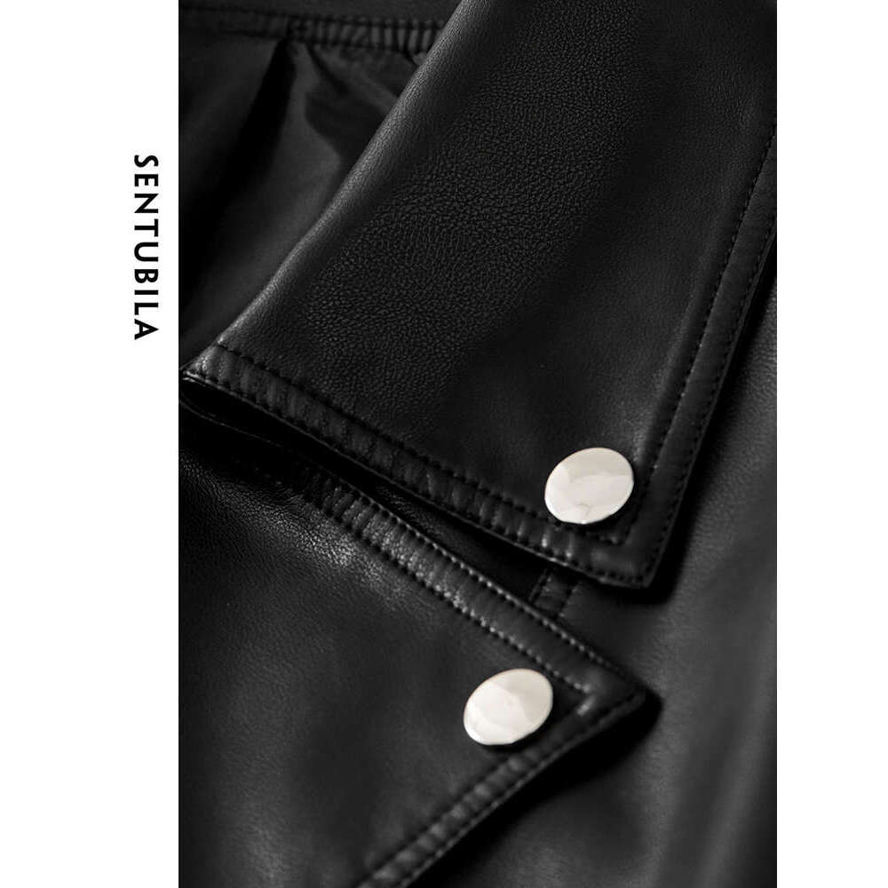 Solid Pu Faux Jackets For Women 2024 Autumn Winter Long Sleeve Short Leather Coats Woman Outerwear W43g56293