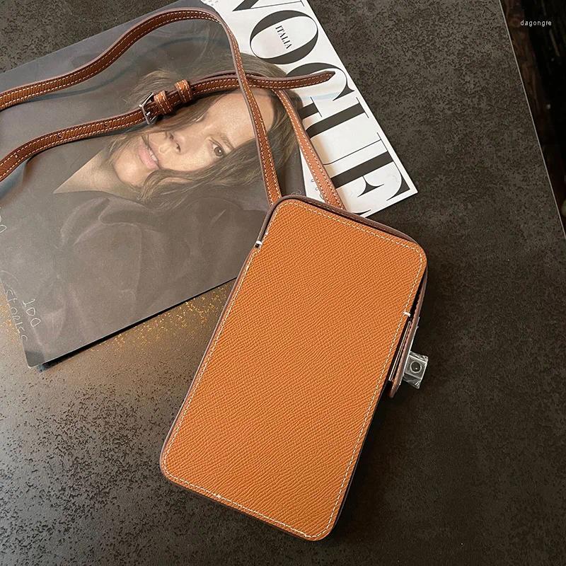 3 Drawstring Mini Shoulder Bags For Women Textured Genuine Leather Crossbody Bag Sier-tone Lock Smart Phone Case Cowhide Purse 4