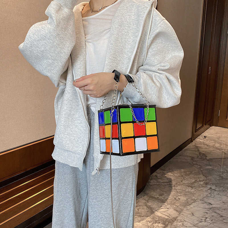 CMM Rubiks Cube Bag Womens Bag Popular New Trendy Versatile Crossbody Niche Chain Carrying Small Square Bag