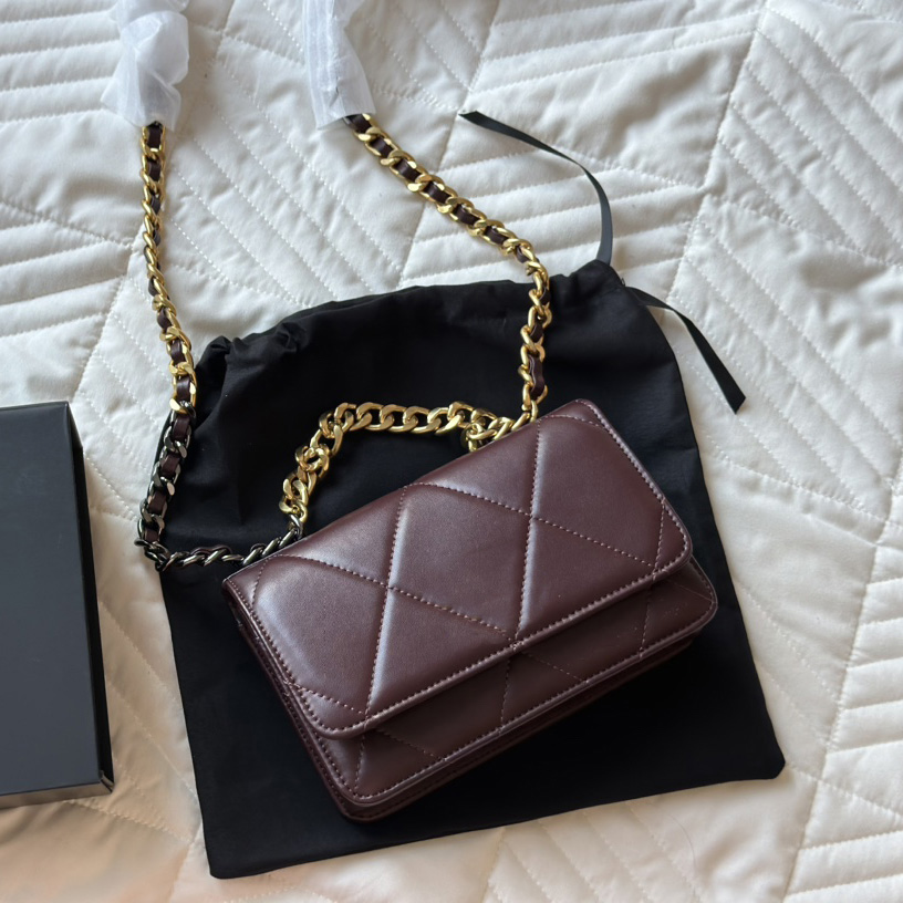 Womens Designer 19 Series Classic Flap WOC Bags Snap Gold Metal Chain Handle Tote Two-tone Crossbody Shoulder Handbags Phoen Card Holder Multi Pochette Purse 19X12CM