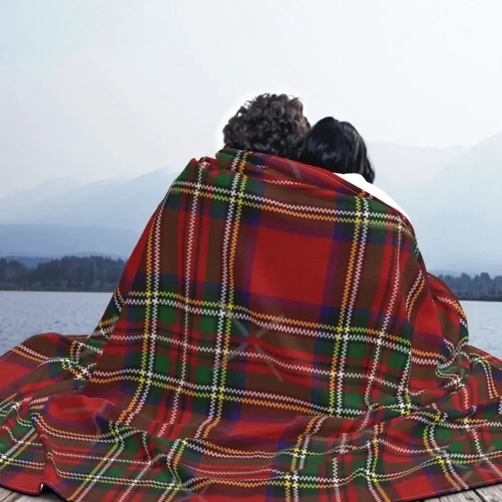 Red Tartan Stewart Clan Throw Blankets Plaid Ultra-Soft Flannel Blanket Lightweight Home Decor Fleece for Men Women Kids 241030