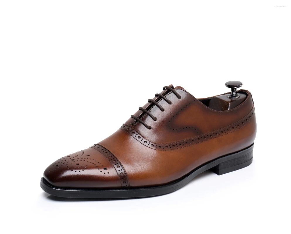 Dress Shoes Italian Mens Genuine Leather 2024 Autumn Handmade Elegant Black Wedding Social Brogues Male Size 44 241102
