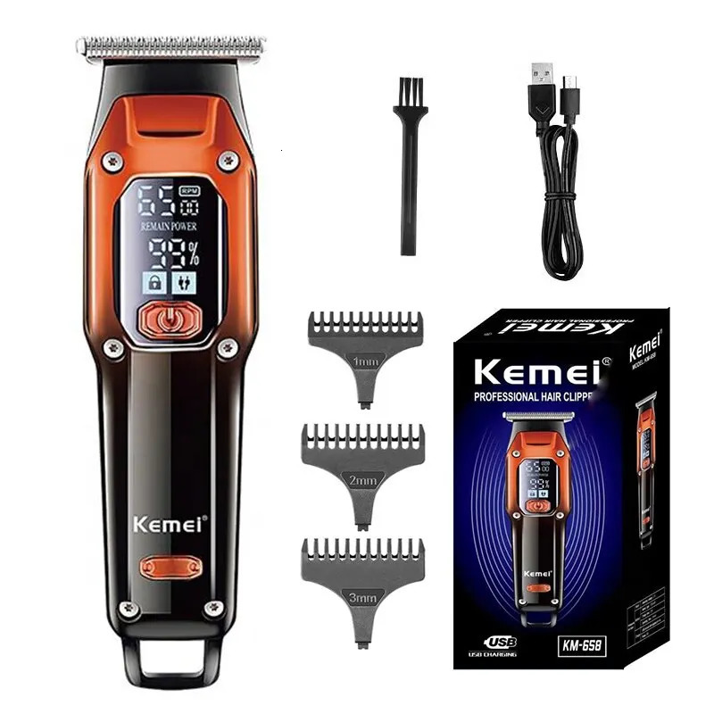 Kemei Hair Trimmer Hair Clipper Professional Barber Trimmer Electric Shaver Hair Cutting Machine Rechargeable Trimmer Men KM-658 241029