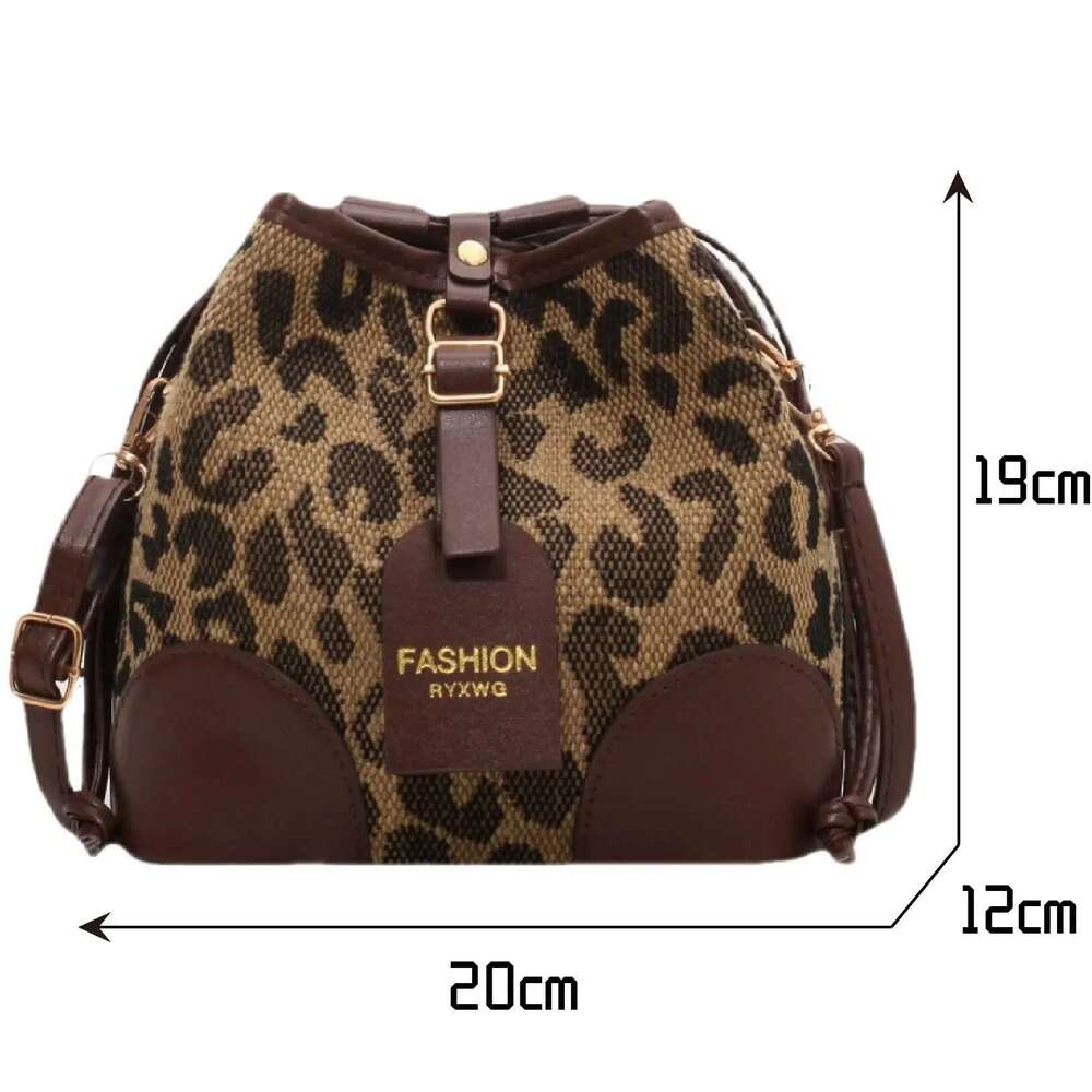 Leopard Small PU Leather Women Bucket Crossbody Bags 2024 Fall Designer Shoulder Bag Brand Ladies Handbag Lady Trend Tote