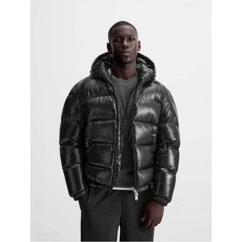 Men's winter padded thickened windproof black fashion warm coat cold solid color fashion leisure coat cotton-padded clothes