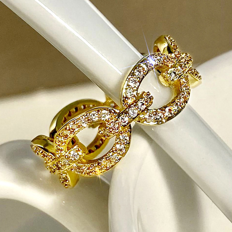 Sterg Sier Gold Fill Pave White Sapphire CZ Dia Cross Ring for Women