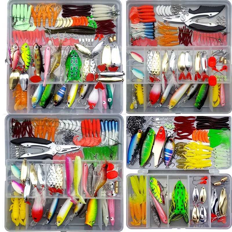 Fishing bait set soft and hard bait set gear layer Minnow metal clamp spoon used for bass Parker crank nail with box W241029