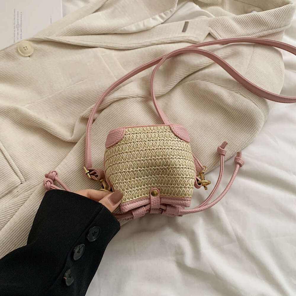 Fashion Mini Straw Bucket Bags for Women 2025 Summer Knitting Shoulder Crossbody Bag Female Designer Messenger Handbag