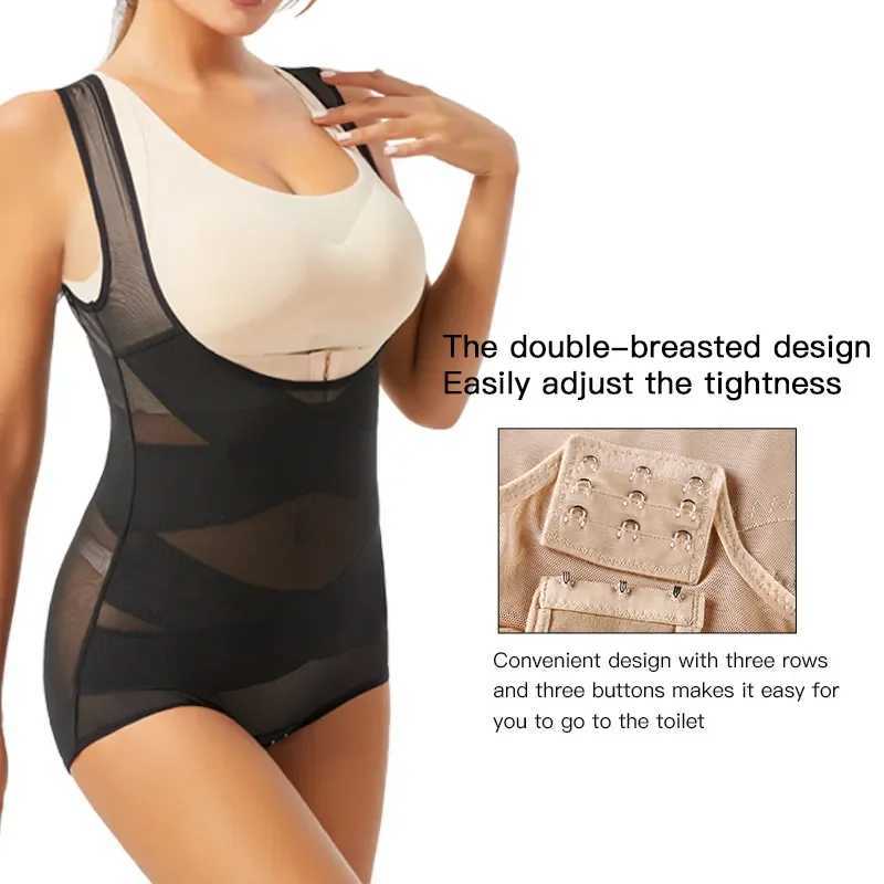 Women Bodysuit Briefs Full Body Shaper Underwear Seamless Sexy Tummy Control Shapewear Mesh Slimming Flat Belly Underbust CorsetX2410