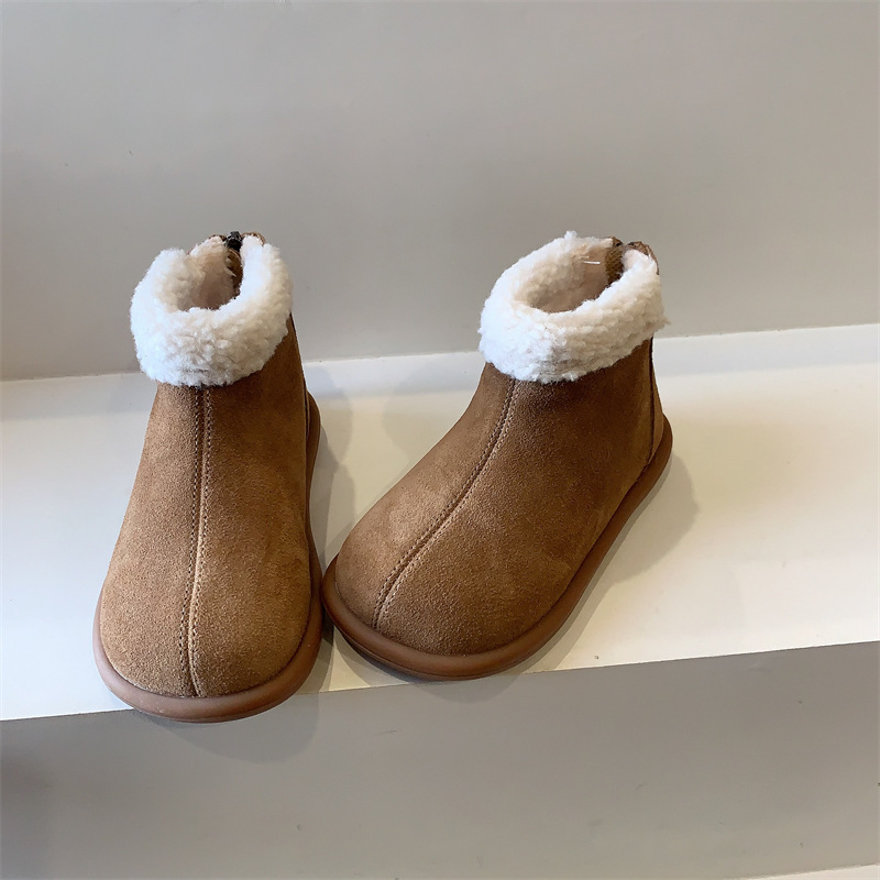 Children's Veet Snow Boots: Warm, Flat, Khaki Ribbon, Brown - Size 22-35