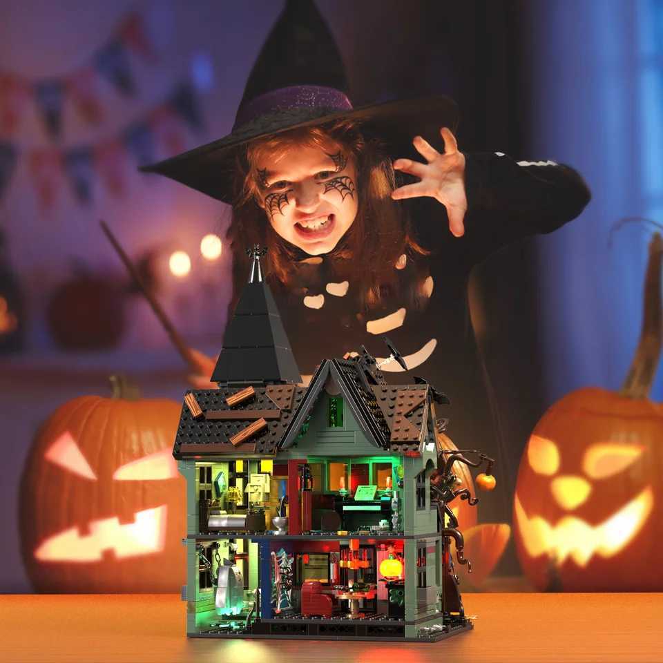 Halloween Houses Building Blocks Set Force Of Bricks Spiral Hill Building Blocks Kit The House Architecture Christmas Kids GiftXJ241029