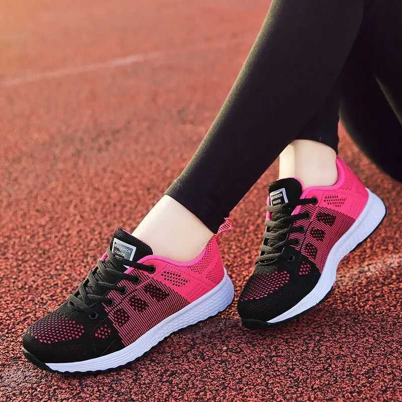 Womens casual shoes Fi walking net flat shoes womens sports shoes gym womens vulcanized shoes white black tennis women M241029
