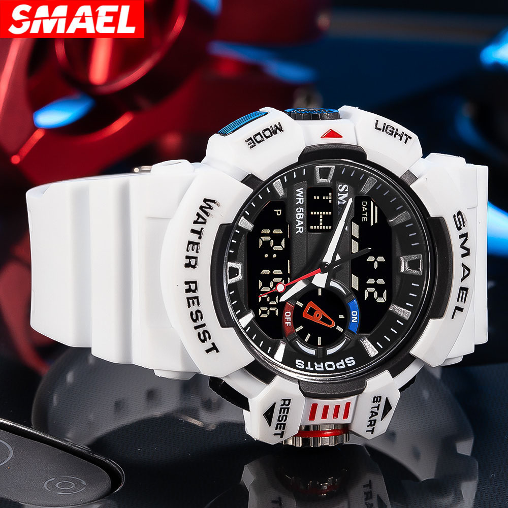 SMAEL Red Sport Clock Men Watches Man 30M Waterproof Watch LED Digital Quartz Wristwatches relogio masculino Male Saat 1436 LY191213