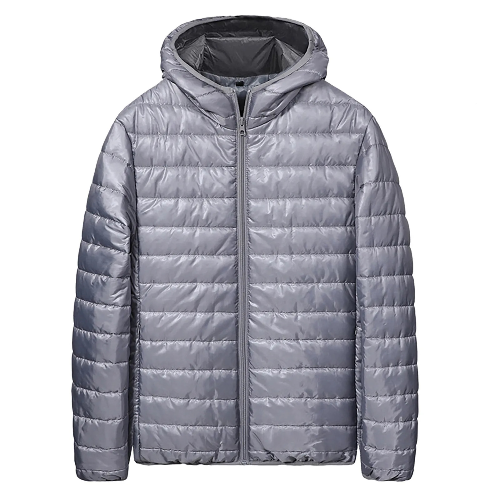 Mens Autumn Winter Light Cotton Padded Jacket Zipper Male Zippered Hat Coat Mens Coats Windproof Bubble Coat Puffer Jackets 241029