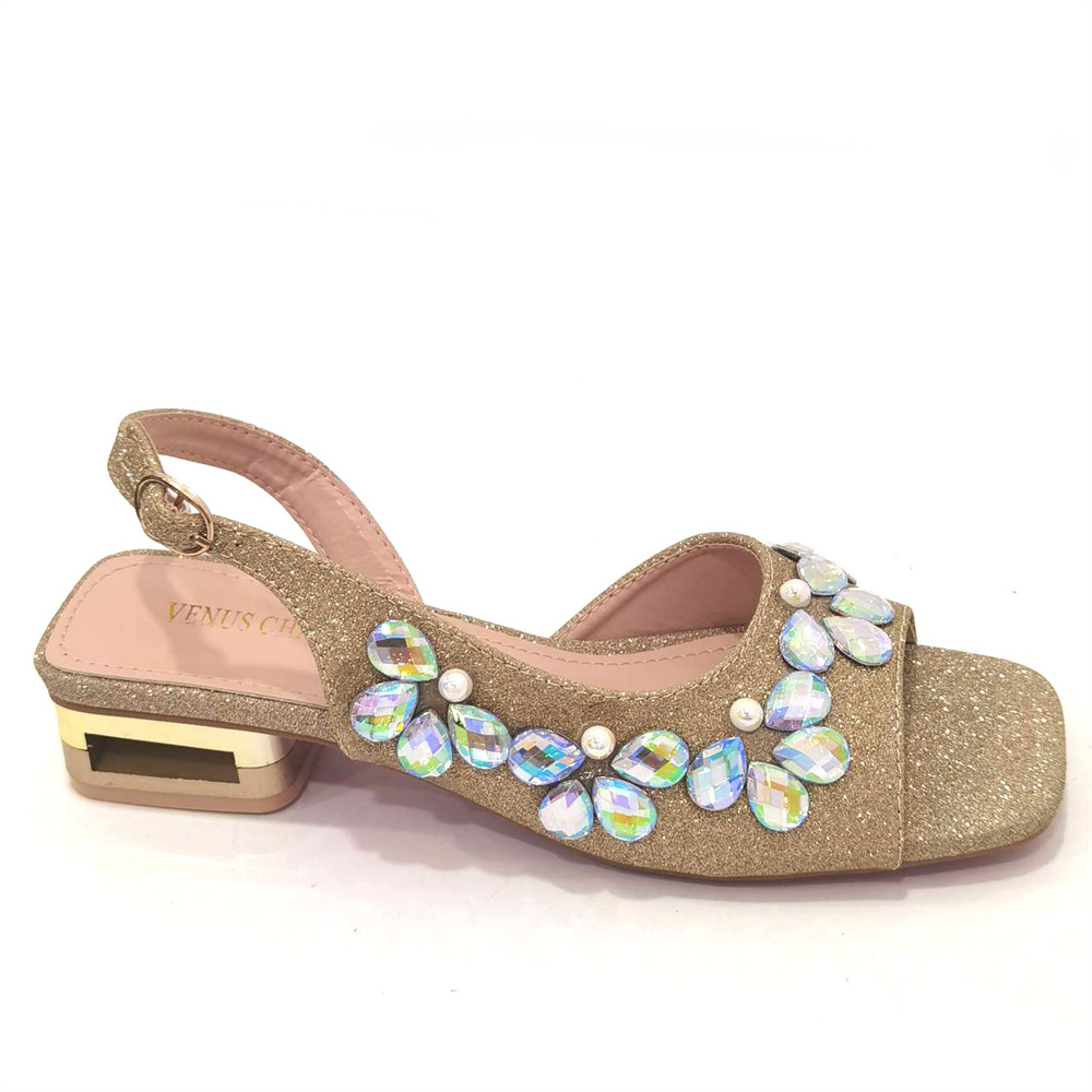 Square toe low heel sandals plus size women's shoes trapezoidal handbag