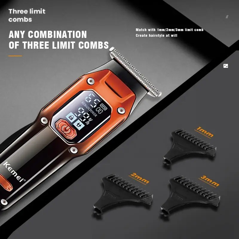 Kemei Hair Trimmer Hair Clipper Professional Barber Trimmer Electric Shaver Hair Cutting Machine Rechargeable Trimmer Men KM-658 241029