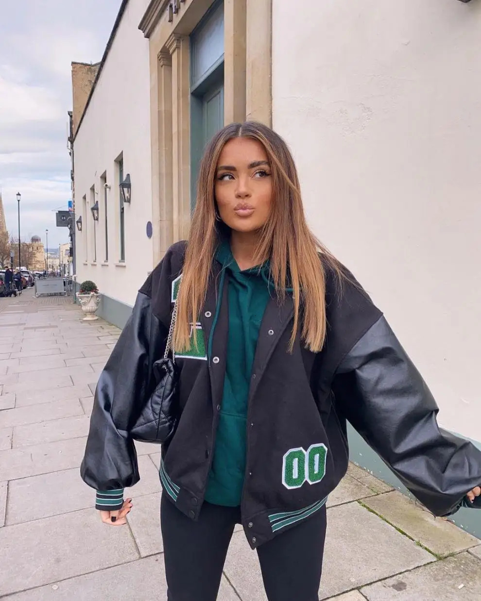 Womens Coats and Jacket High Street Hip Hop Baseball Harajuku Street Casual Loose Splicing Jacket Autumn Oversized 241029