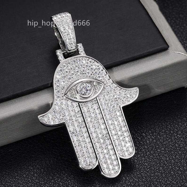 Hiphop Mossanite Pendant 925 Sterling Silver Hamsa Hand Eye Fully Iced Out Men VVS Custom Moissanite Pendant