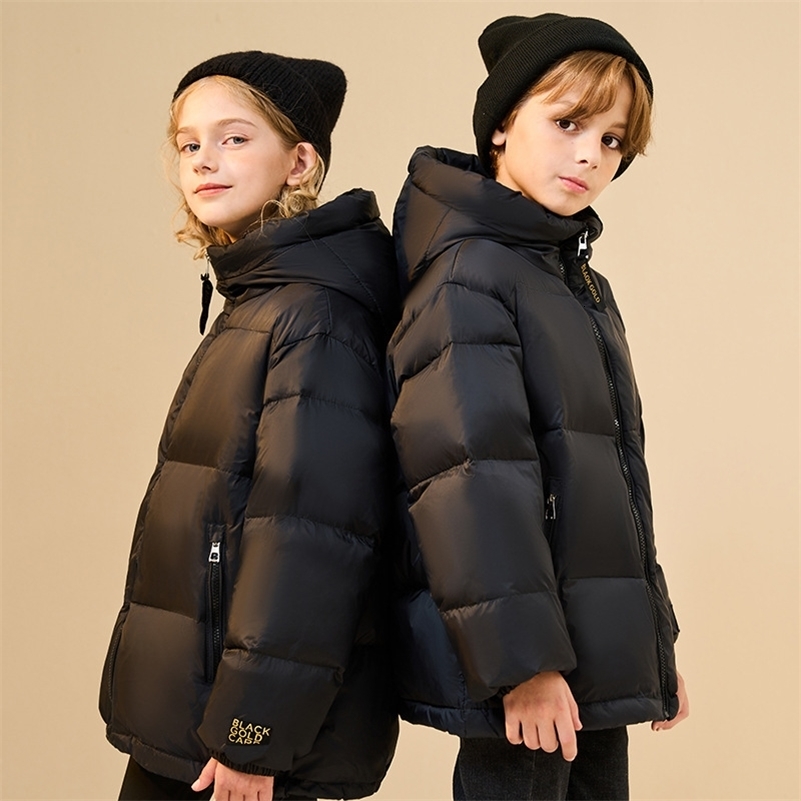 2023 Winter Childrens Down Jacket 30C Boys Girls White Duck Coat Clothes Teenage Thickened Black Gold Bread Outerwear y241011z