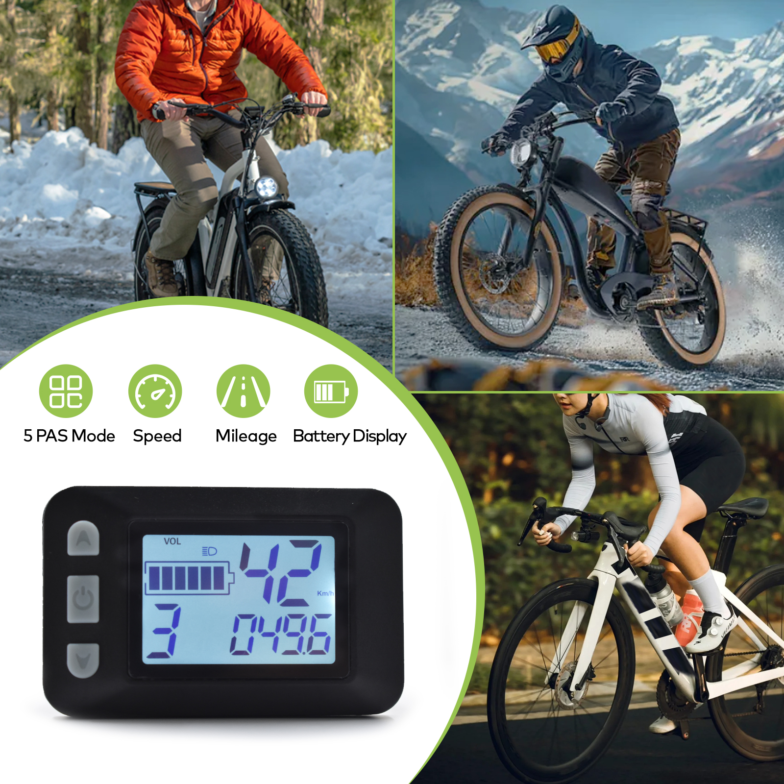 P9 Vibrant LED Backlit Bike Computer - Detailed Performance Metrics for Electric bike display
