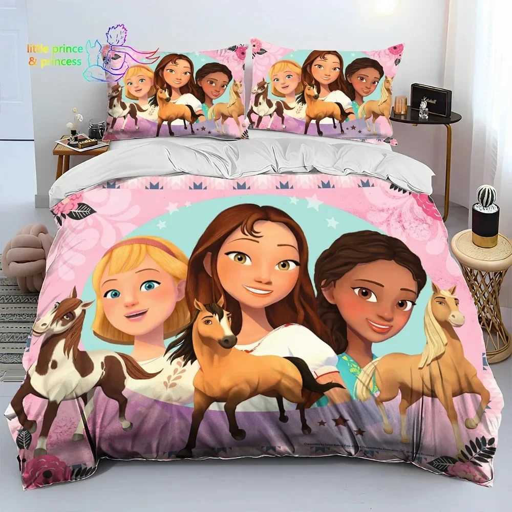 Spirit Riding Free Horses Cartoon Bedding Single/Double Large Bedding Adult and Children Bedding X241029