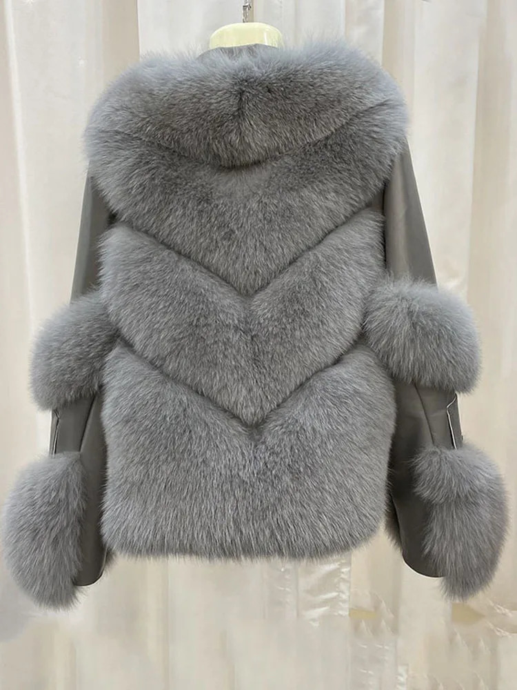 DEAT Patchwork Collar Jacket Womens Full Sleeve Zipper Full Sleeve Elegant Warm Thick Collection Autumn Womens 241029