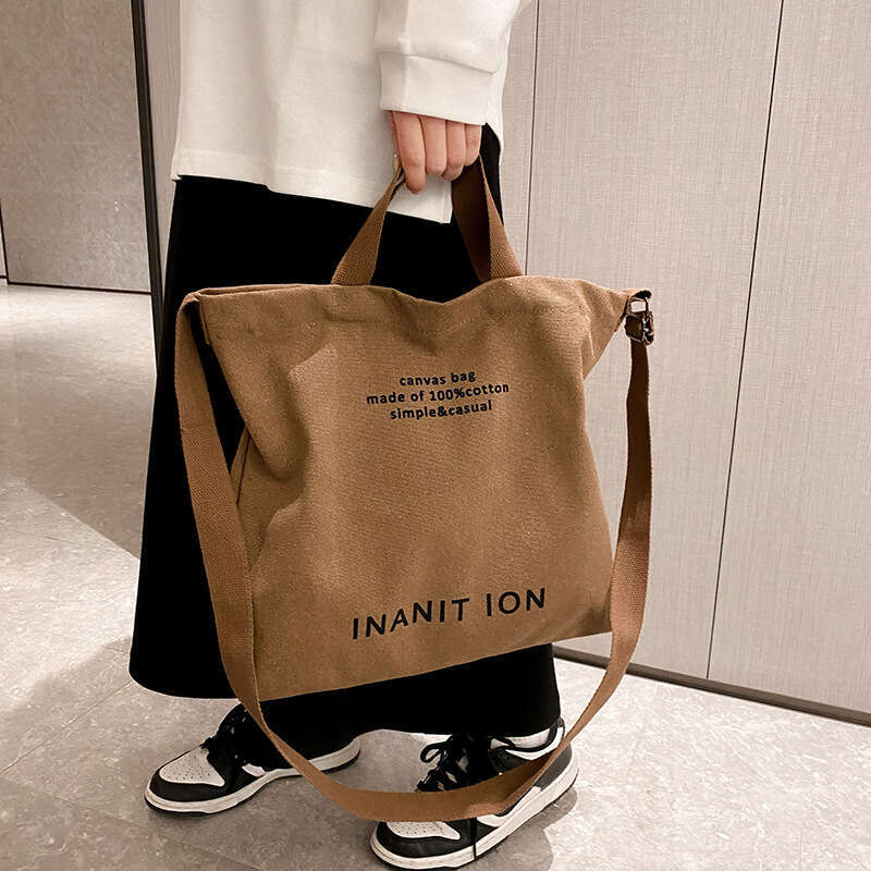 Japanese Men's and Women's Simple Cross-body Bag Wash Canvas Thick Handbag Large Capacity Arts Students Package Satchel