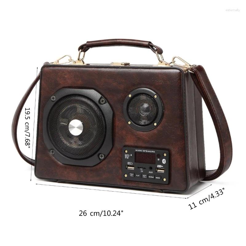 Drawstring Vintage Radio Box Shaped Handbags With Bluetooth-compatible Speaker For Women Female Shoulder Bag