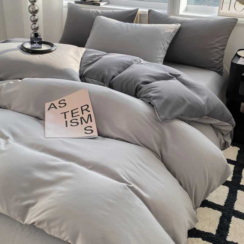 Ins style solid color down duvet cover set washed cotton bedding comfortable bedding soft bedding 220x240 X241029