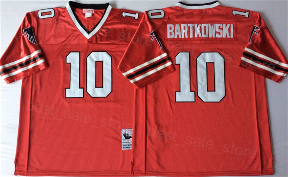 Retro Football Falcon Throwback Jerey 21 Deion Sander 7 Michael Vick 10 Steve Bartkowki Uniform Vintage All Stitched Black Red White Team Men For Spor