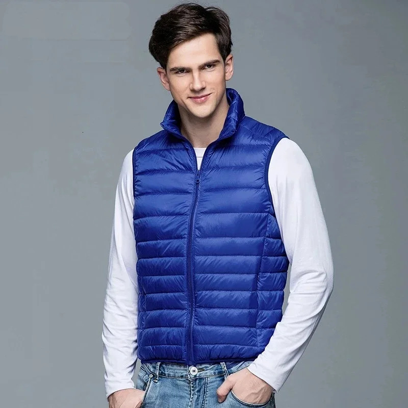 Ultralight Down Vest Men Sleeveless Ultra Light Down Vests Slim Jacket Men Lightweight Windproof Warm Waistcoat Portable 241029
