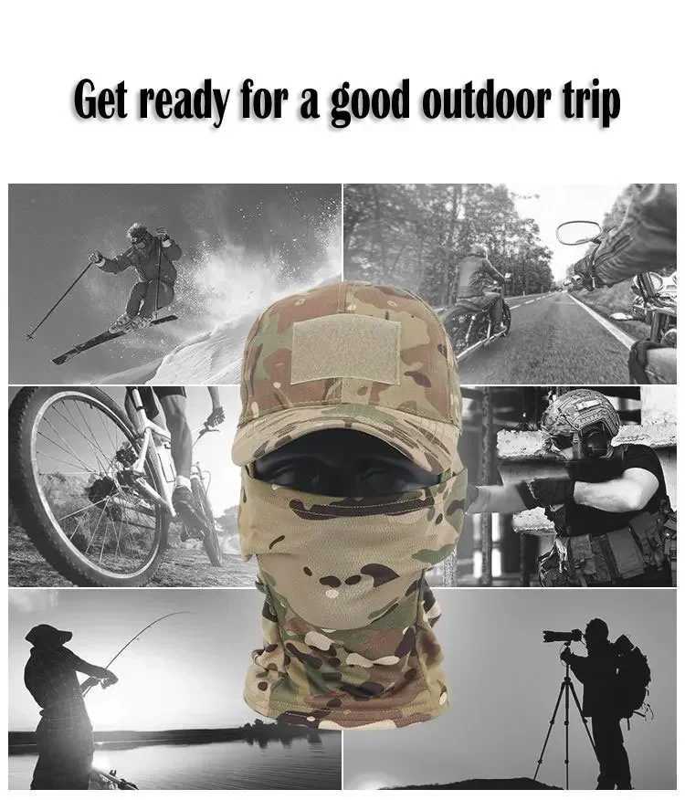 Balaclava Baseball Cs Full Face Mask Set Mens Summer Snback Sun Hat Outdoor Hunting Camo Balaclava W241029