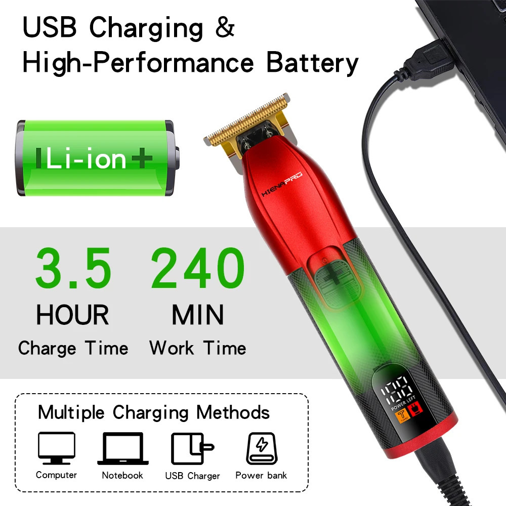 HIENA Pro Barber hair clippers 7000RPM strong power Shaver T9 Electric hair Trimmer Professional mens clipper hair cut machine 241029