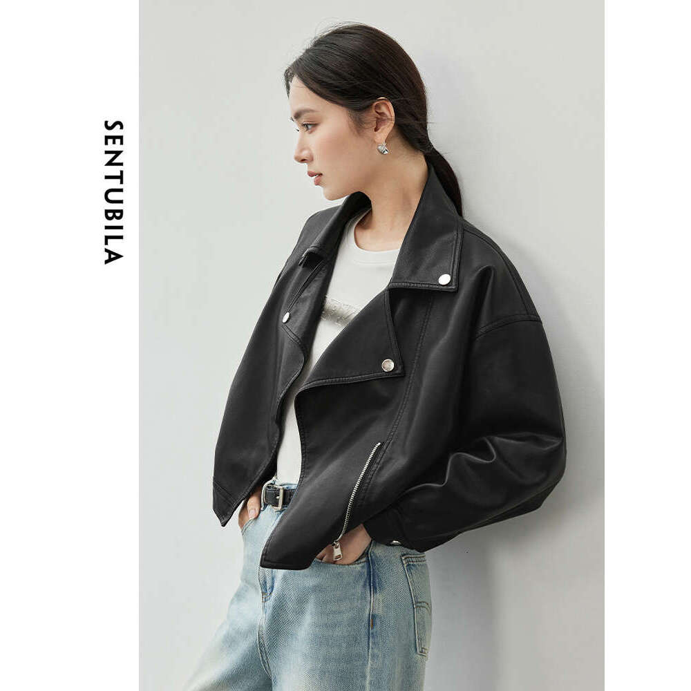 Solid Pu Faux Jackets For Women 2024 Autumn Winter Long Sleeve Short Leather Coats Woman Outerwear W43g56293