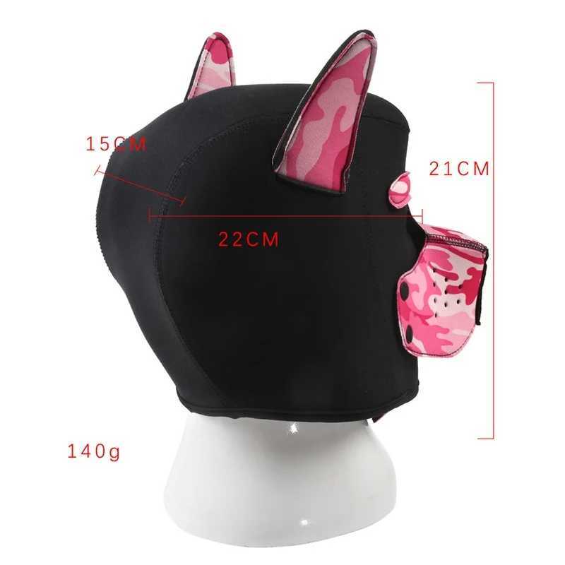 Unisex womens sexy clothing mens chloroprene rubber open hole dog head equipment full face fetish mask Halloween puppy role-playing party W241029