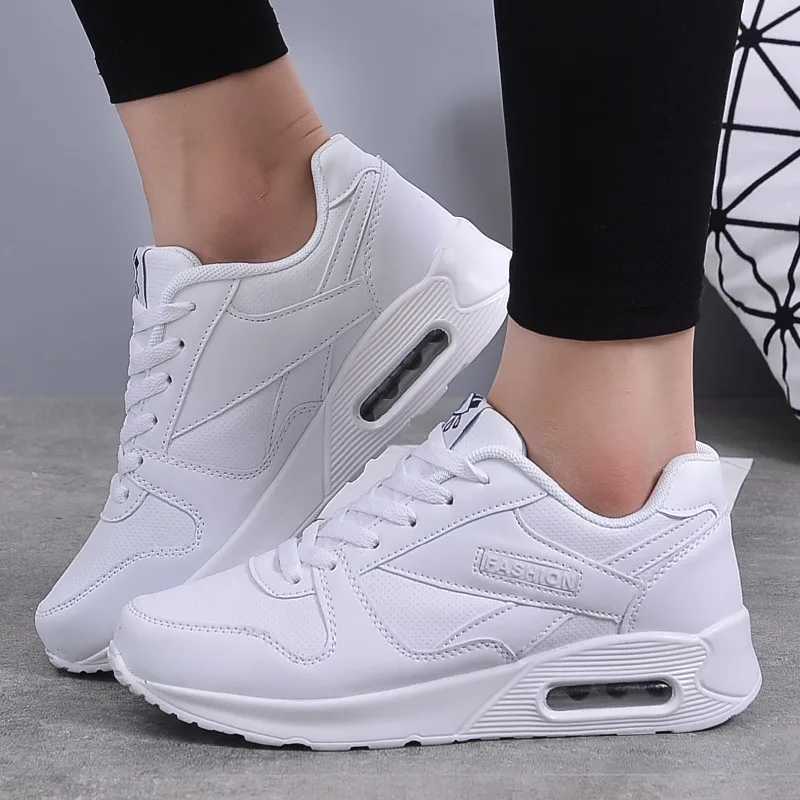 New Arrival Womens fashionable sports shoes air cushion sports shoes Pu leather blue shoes white pink outdoor walking and jogging shoes womens trainin