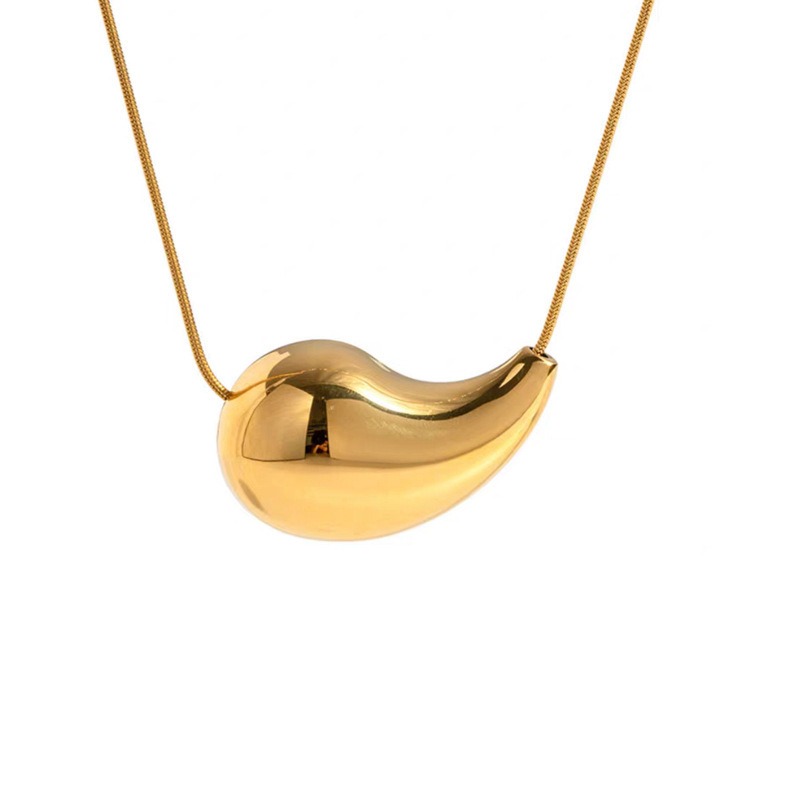 European and American Cross-border Jewelry Smooth Three-dimensional Water Droplet Necklace Exaggerated Large Teardrop French Retro Niche Necklace
