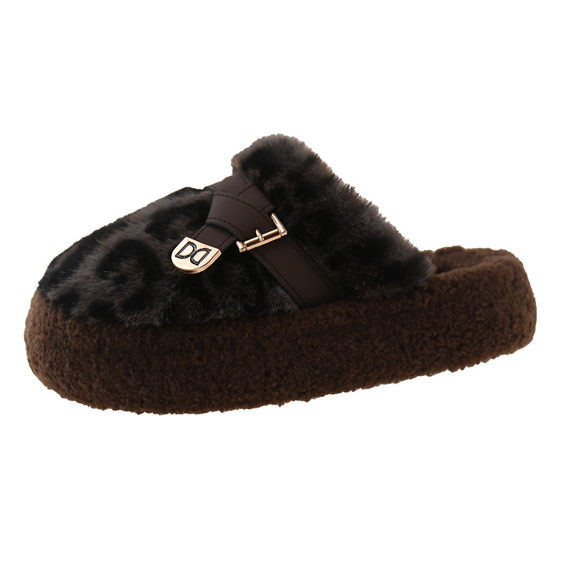 new free shipping Flat cotton mop suitable for hair covered slippers women's thick soft sole anti slip brown beige black size 35-40