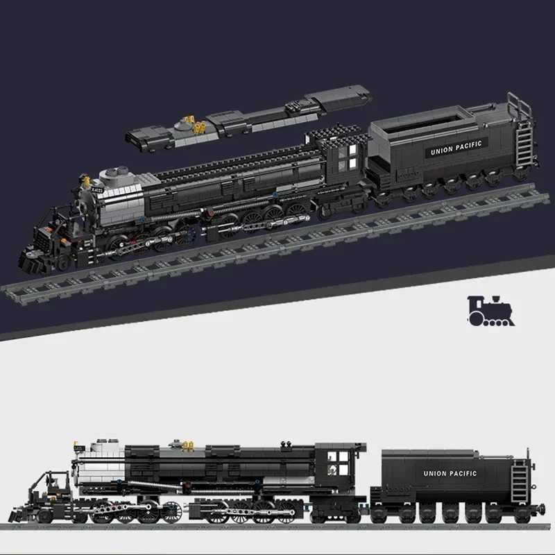 Free shipping 1608PCS Steam Building Blocks The Union Pacific Big Boy Train Ci Railway Assemble Model Bricks Kid Toys Holiday Gifts
