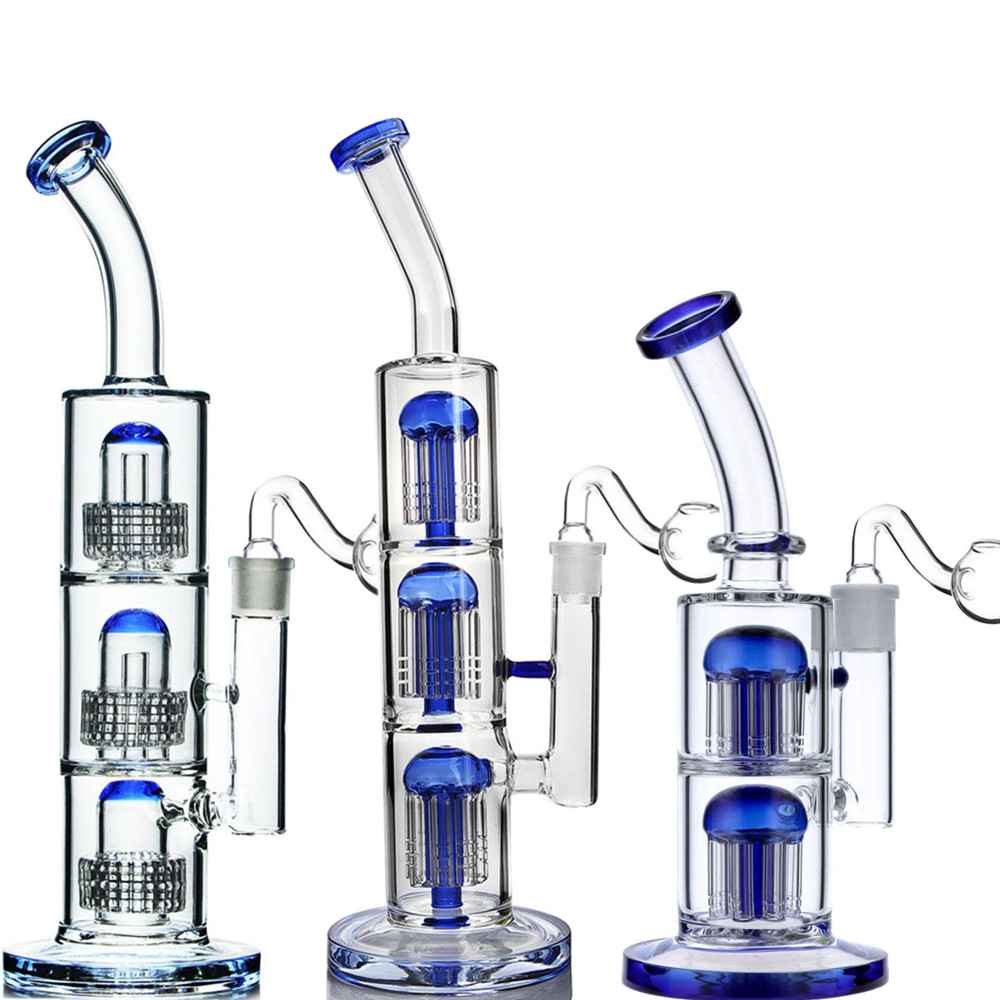 Thick Glass Bong Oil Burner Matrix Perc Recycler Bubbler Water Pipe Arm Tree Hookahs Smoking Shisha Accessory