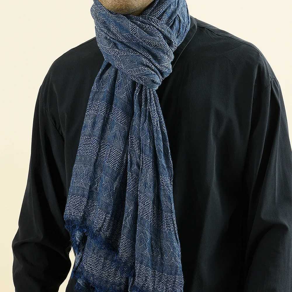 Fashion Men Scarf Cotton Linen Autumn Winter Warm Pashmina Casual Tassel Bufanda Mens Scarves Black Navy Man ScarfsX241029