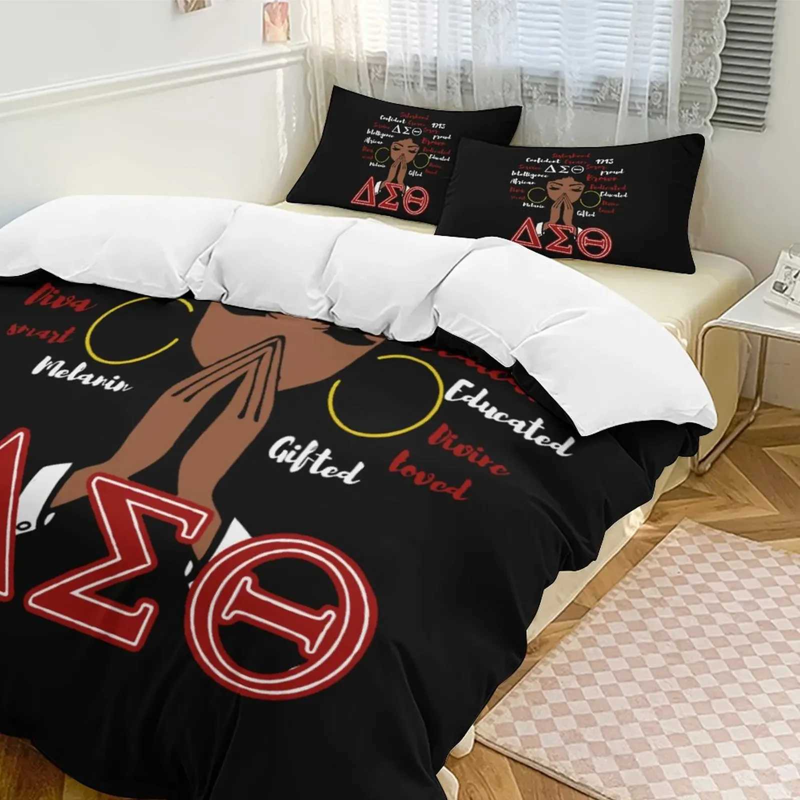 3D Printing Delta Girls Association Sigma Theta DST Bedding Twin Down Duvet Cover Comfortable Box Boys and Girls Adult Bedroom X241029