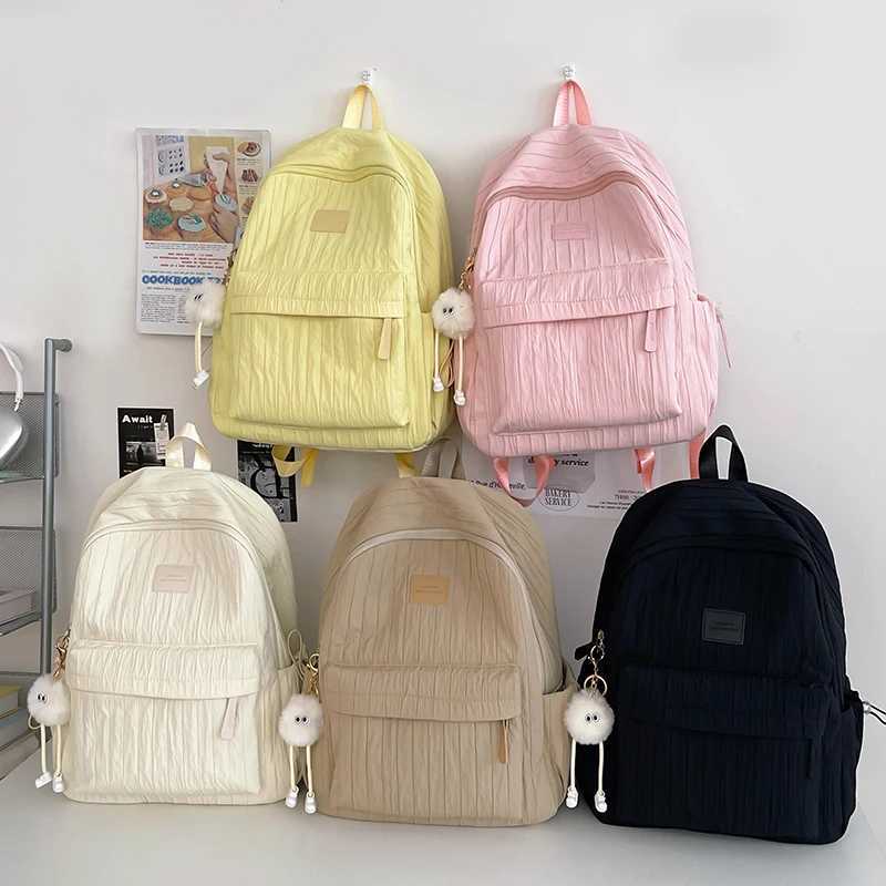 CMM Fashion Stripe Nylon Woman Backpack Schoolbag for Teenage Girls Waterproof Female College Portable Student Lady Casual Book Bags 241030