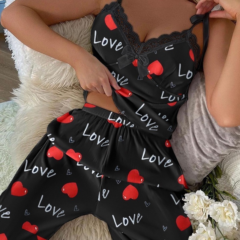 Sexy Pyjamas Women's Pijamas set Sexy Floral Pajama two-Piece set Sleepwear Pyjamas Silk Satin Cami Pajamas suit Pyjama Femme Pijama Mujer PJ 231