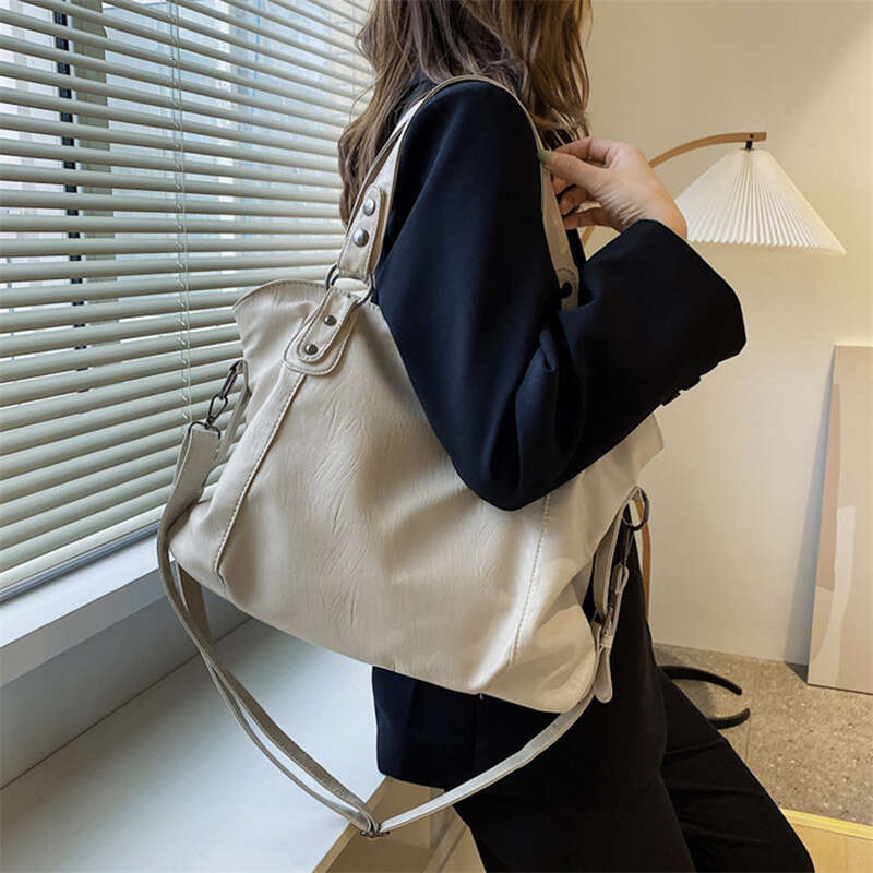 Black Capacity Shoulder Bags For Women Large Shopper Solid Color Soft Leather Crossbody Handbag Lady Travel Designer Tote Bag